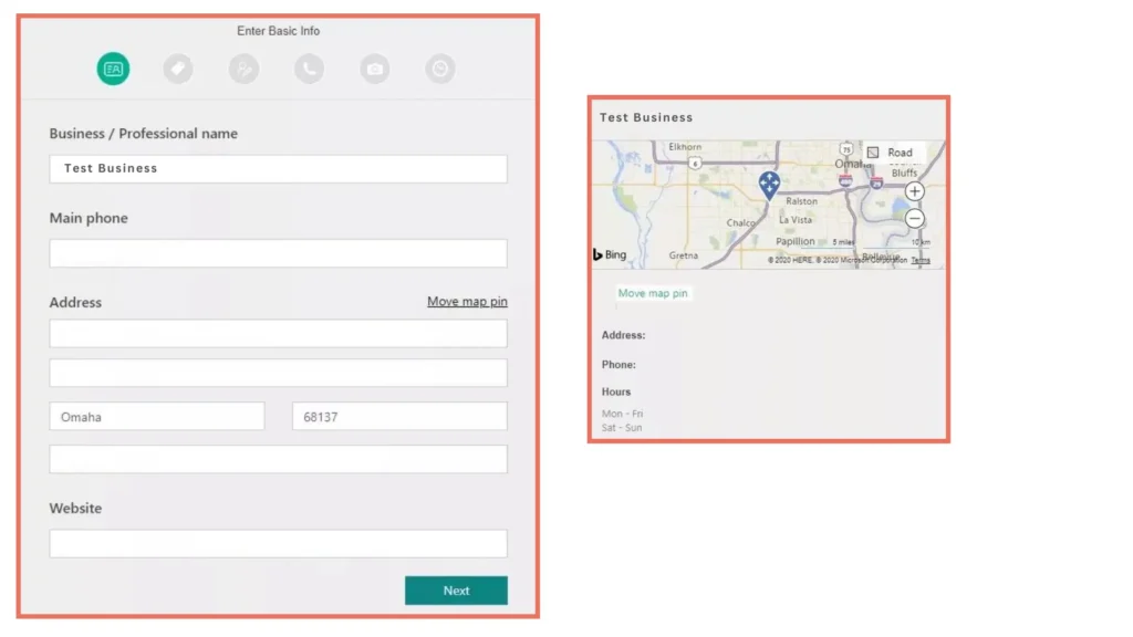 Bing business listing image on adding details to your business listing.