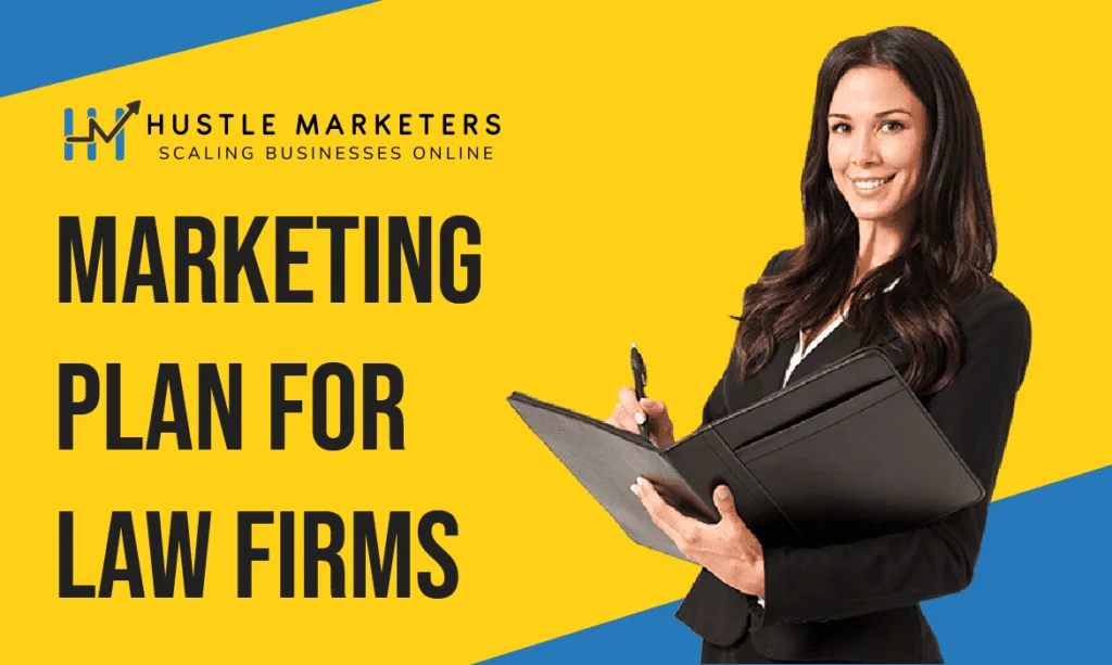 Marketing plan for law firms blog banner with a lawyer holding a folder