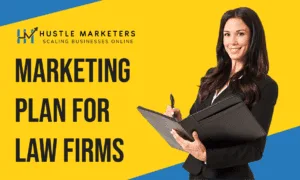 Marketing plan for law firms blog banner with a lawyer holding a folder