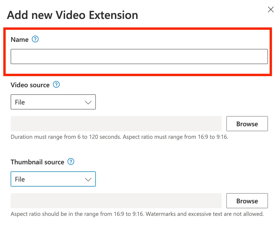 Adding a video extension name