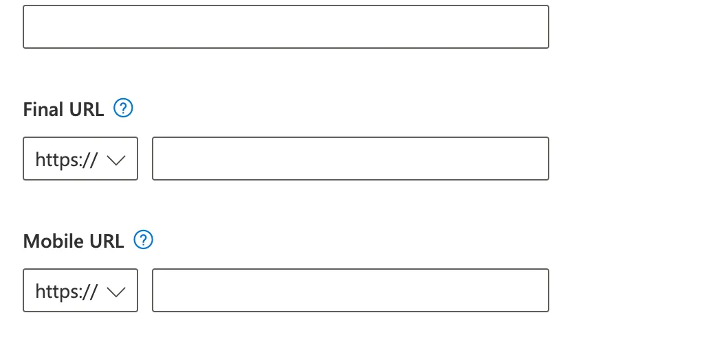 Adding the final URL for a promotion extension landing page