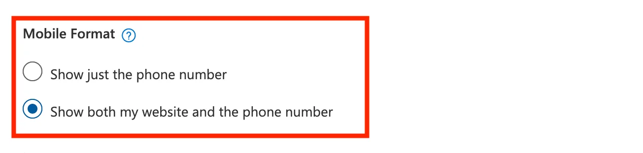 Choosing the phone number display format for a call extension