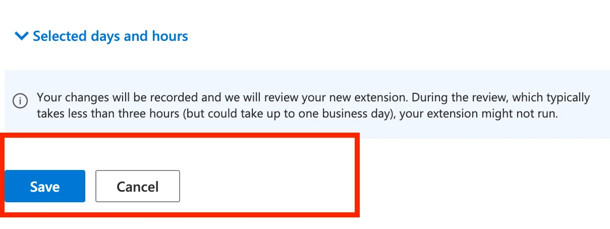 Saving a new location extension in Microsoft Advertising
