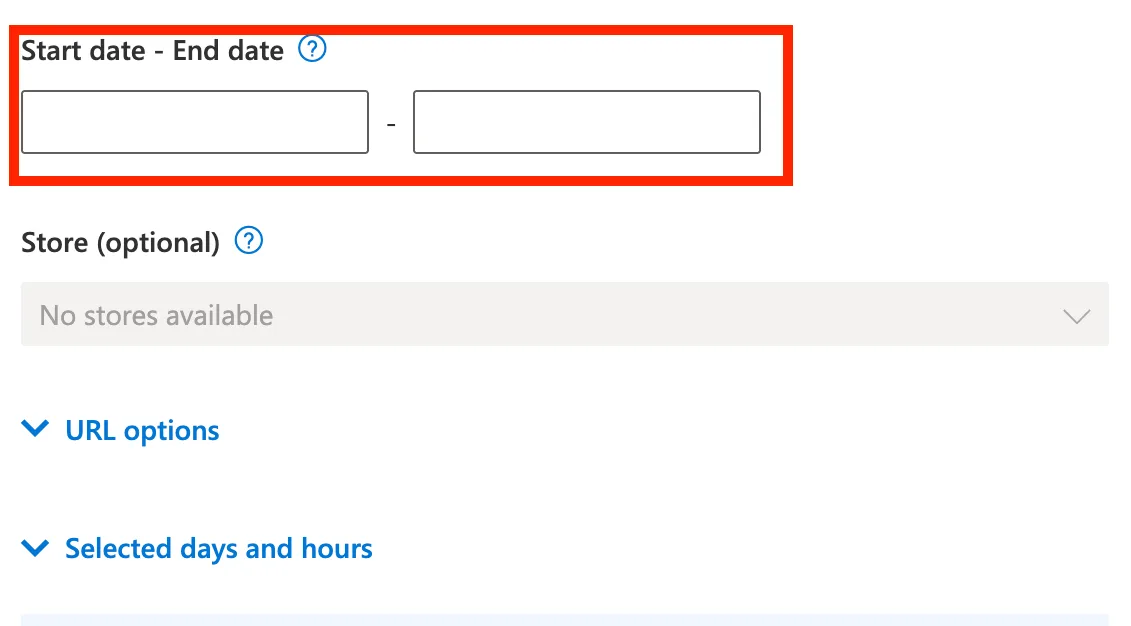 Setting the start and end dates for a flyer extension