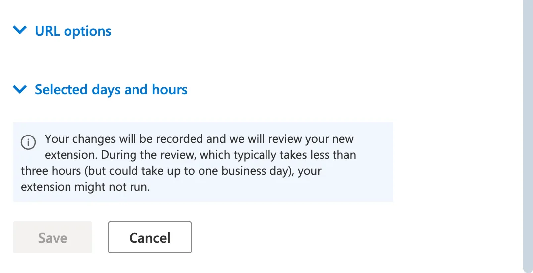 Saving a new promotion extension in Microsoft Advertising