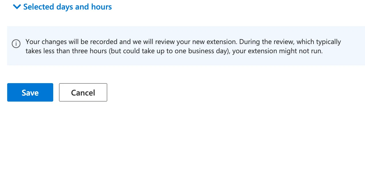 Saving a new review extension in Microsoft Advertising