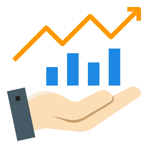 Hand holding a growth chart icon for return on investment