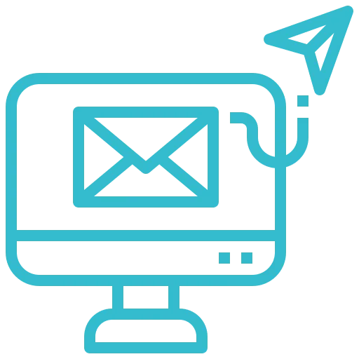 Email newsletter icon on a monitor for newsletter sign-ups