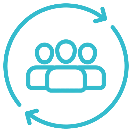 Users in a cycle icon for understanding user interaction