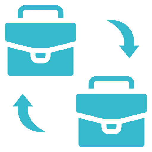 Two briefcases exchange icon for B2B and wholesale ecommerce