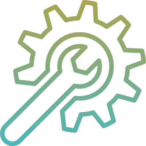 Wrench and gear technical support icon