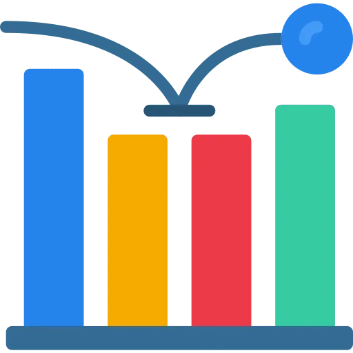 Bar chart with bouncing ball icon for bounce rate