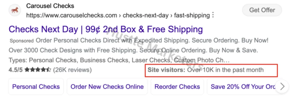 Microsoft Ads account showing increased website visitors after enabling automated extensions