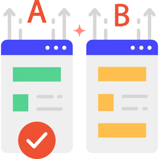 A/B testing icon comparing two page versions