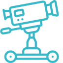 Video camera on a dolly icon