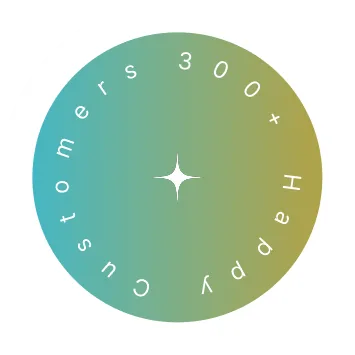 300+ happy customers circular badge