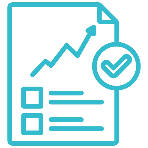 Form with rising chart and check mark icon for form submissions