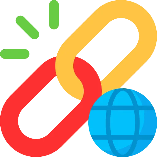 Chain link with globe icon for entrance pages
