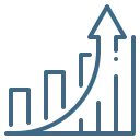 Rising growth chart icon for step 5 of a white label partnership