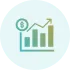 Growth chart with dollar icon for cost-effective growth