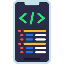 Mobile coding icon for mobile app development
