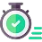 Stopwatch with check mark icon for on-time delivery