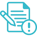 Document with alert icon for transparent reporting and communication