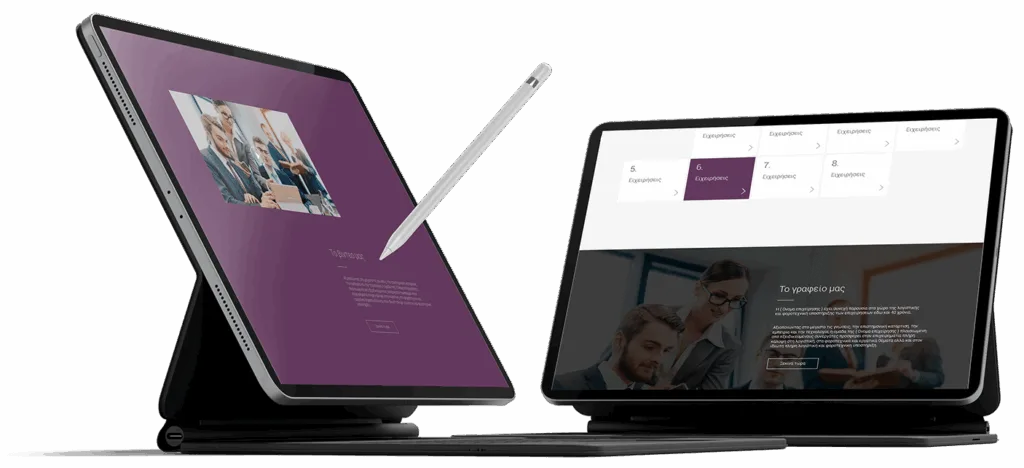 Tablets displaying a website design