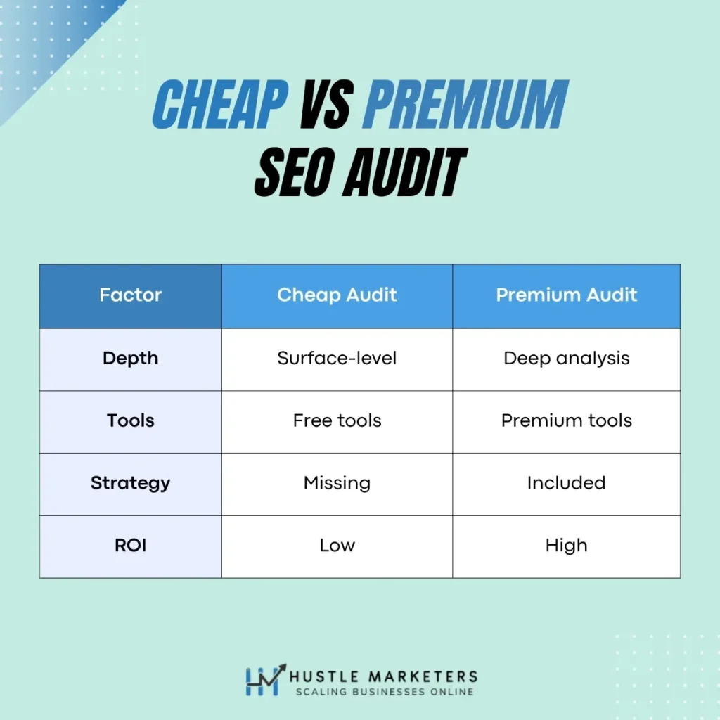 Get to know the difference between Cheap vs Premium SEO Audit