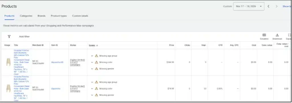 Disapproved Products check in PMAX Checklist