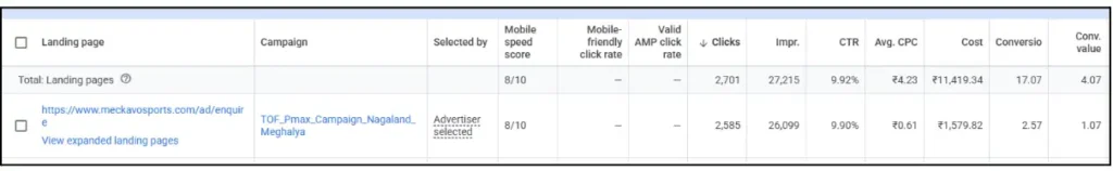 Landing Page Performance Analysis is crucial in your PMAX Checklist