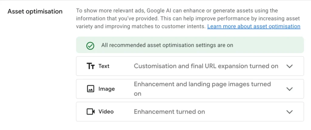 Campaign settings displaying URL expansion controls
