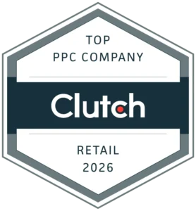 Hustle Marketers recognized for the best PPC company 2026 - Retail award