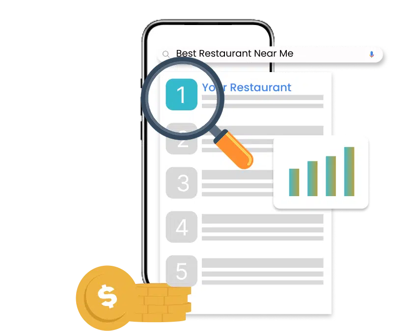 Restaurant ranking #1 for a best restaurant near me search, showing SEO that boosts revenue