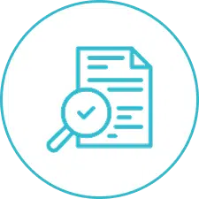 Ecommerce PPC audit step icon with a document and magnifying glass