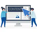Restaurant content optimization illustration with a content editor on screen