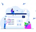 Landing page optimization illustration with a search bar and web page elements