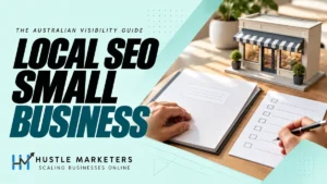 Local SEO Small Business cover showing hands reviewing a blank business-information folder and checklist beside an unbranded miniature shopfront.