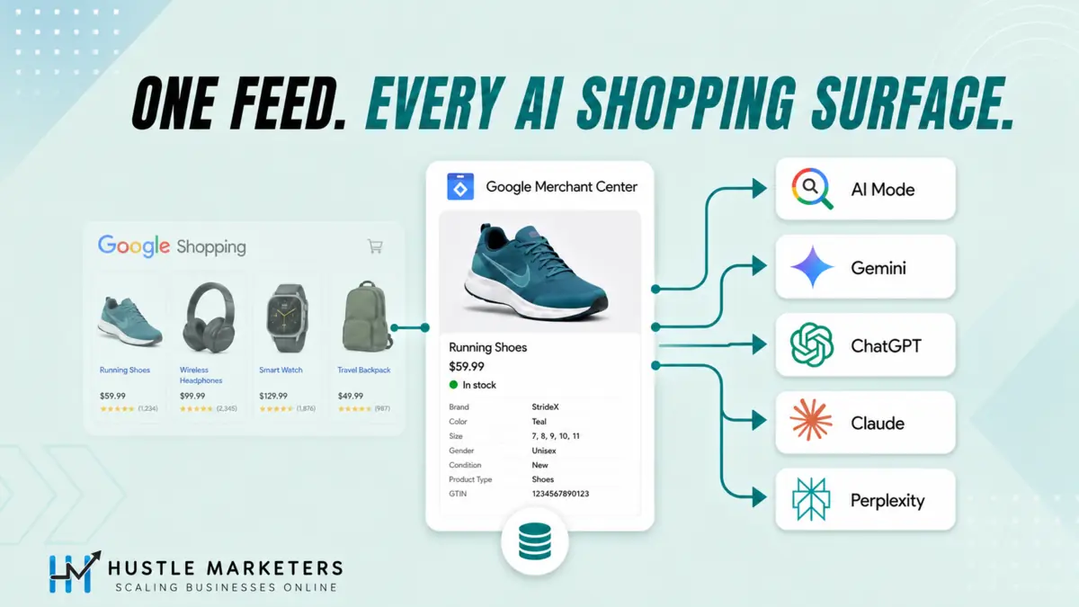 One Google Merchant Center feed powering Google Shopping, AI Mode, Gemini, ChatGPT, Claude, and Perplexity