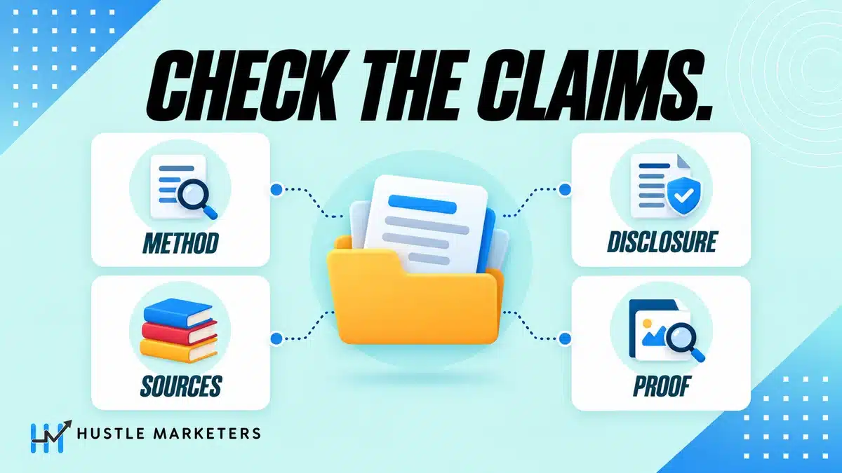 Agency comparison checks for methodology, sources, disclosures and proof behind AI SEO claims.
