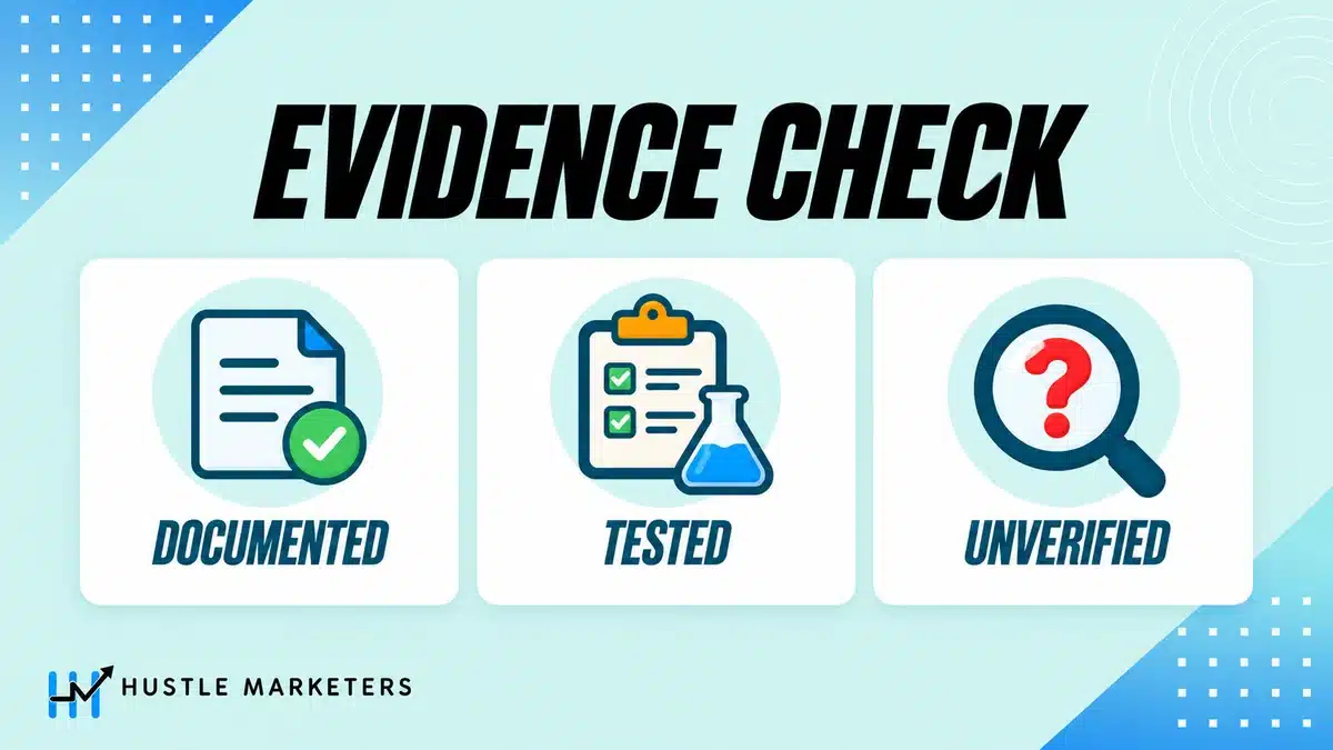 AI visibility evidence check distinguishing documented platform guidance, published tests and unverified tactics.