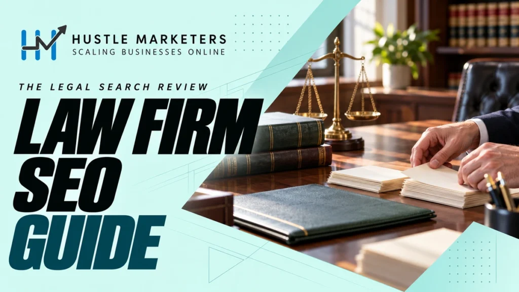Hustle Marketers Law Firm SEO guide with anonymous legal research and practice-area planning materials.