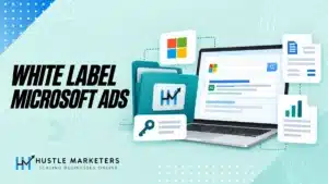 White label Microsoft Ads illustration showing agency branding, account access, billing and reporting.