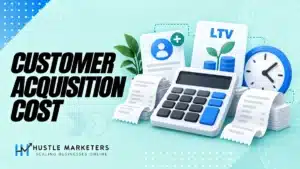 Customer acquisition cost illustration with marketing expenses, new customer acquisition, lifetime value and payback.