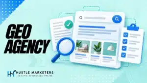Generative engine optimization agency illustration showing AI answer sources, evidence review and agency evaluation.