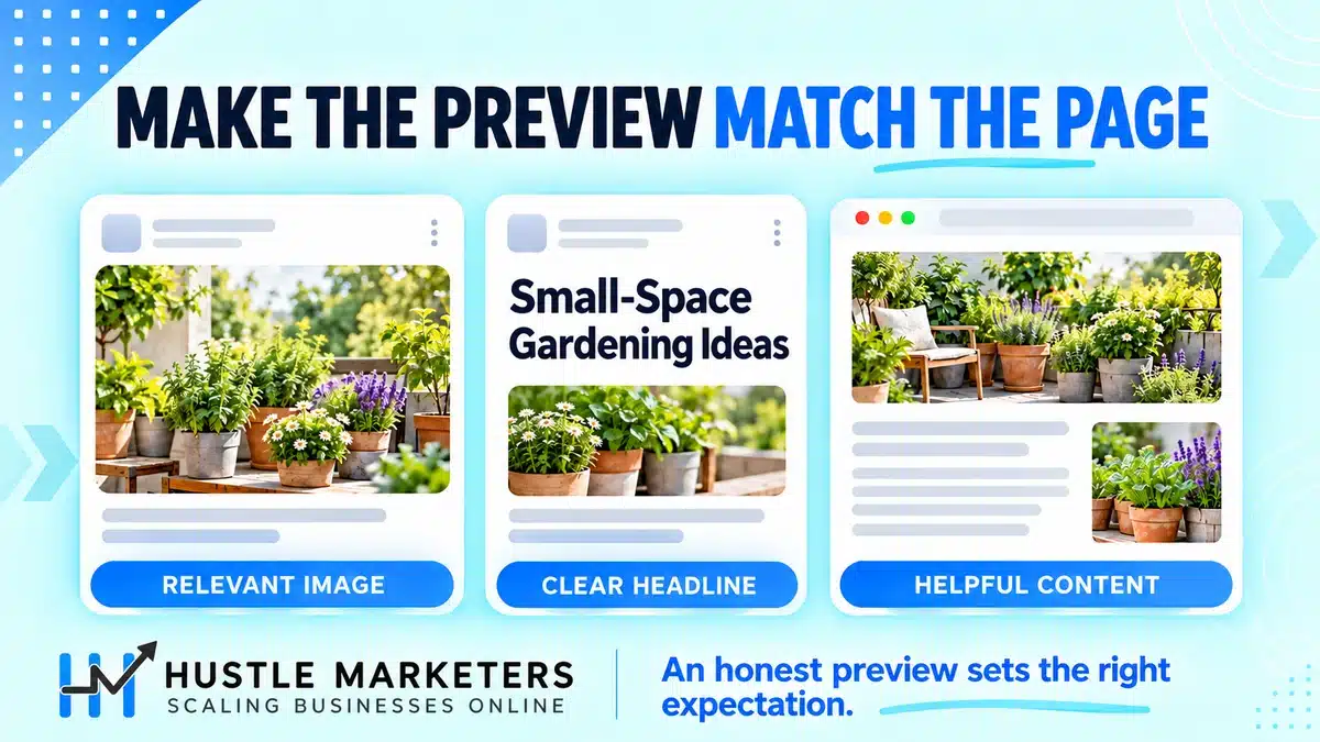 Google Discover preview illustration pairing a relevant image, clear headline and helpful article content.